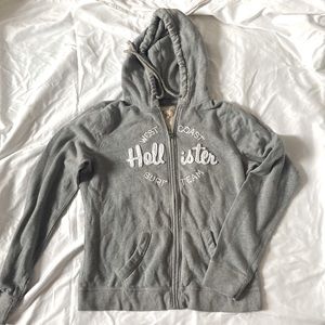 Hollister zip up gray hoodie